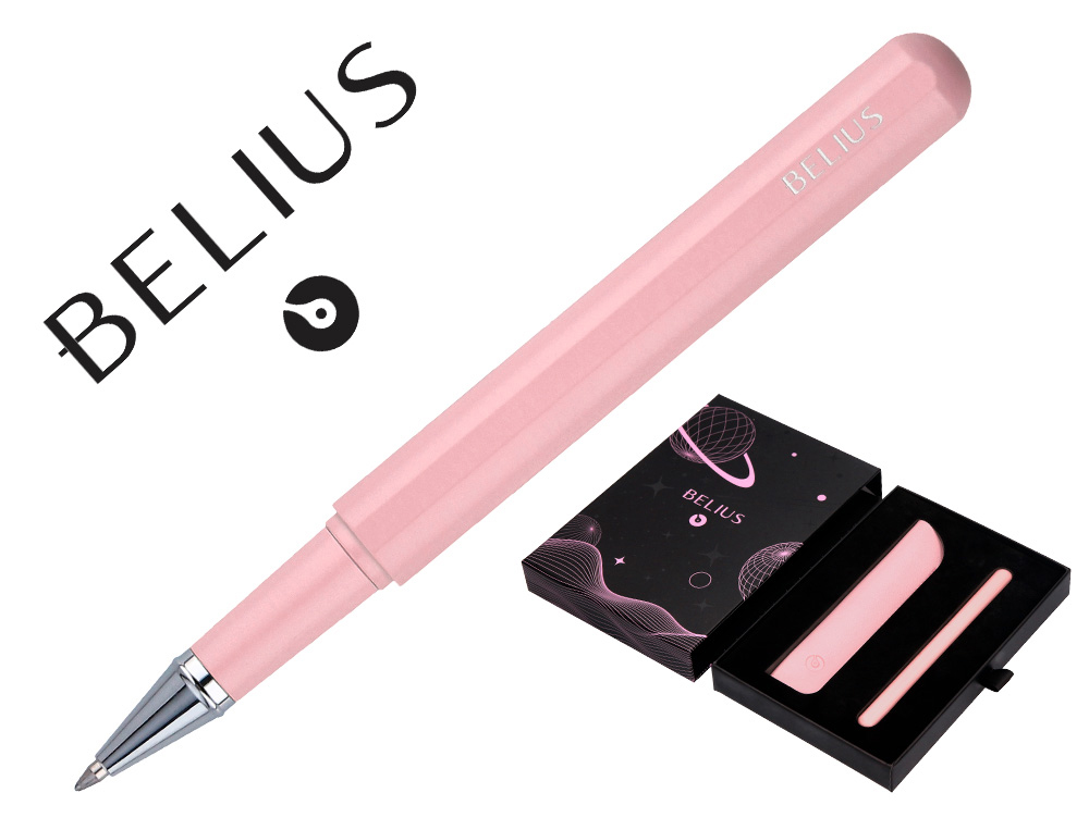ROLLER Y FUNDA DE SIMILPIEL BELIUS SPACE B COLOR MINIMALISTA ROSA TINTA AZUL CAJA DE DISEO