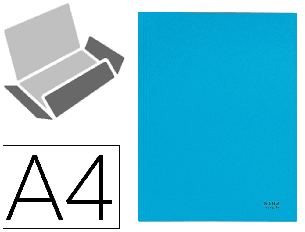 SUBCARPETA LEITZ RECYCLE CON TRES SOLAPAS DIN A4 CARTON 100% RECICLABLE AZUL