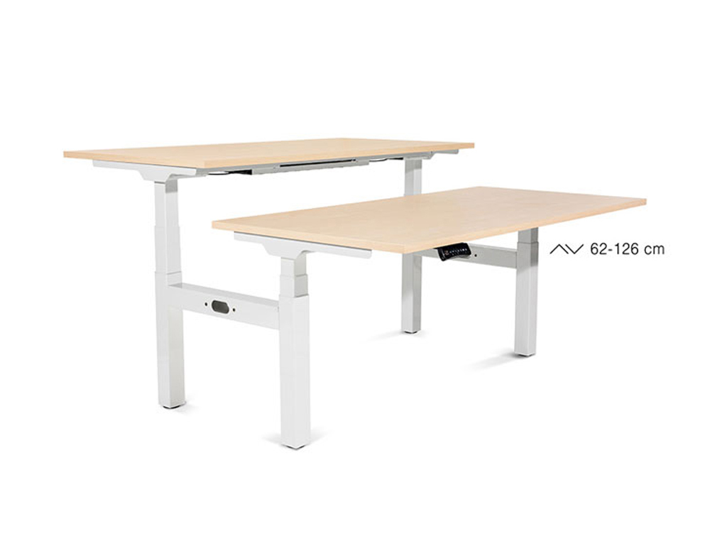 MESA ROCADA DOBLE REGULABLE EN ALTURA ELECTRICAMENTE 160X163 CM REGULABLE COLOR BLANCO / HAYA