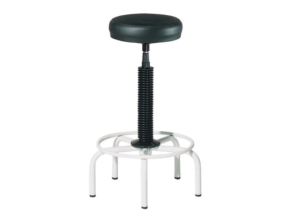 TABURETE ROCADA OFICINA ASIENTO TAPIZADO NEGRO CON 5 PIES 460X460X710 MM