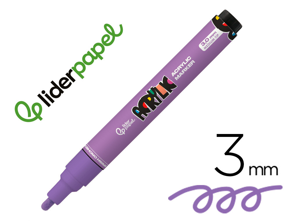 ROTULADOR LIDERPAPEL ACRYLIC BASE AGUA TODO TIPO DE SUPERFICIE PUNTA REDONDA 3 MM MALVA