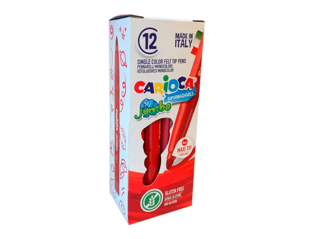 ROTULADOR CARIOCA JUMBO PUNTA GRUESA 6 MM LAVABLE COLOR ROJO