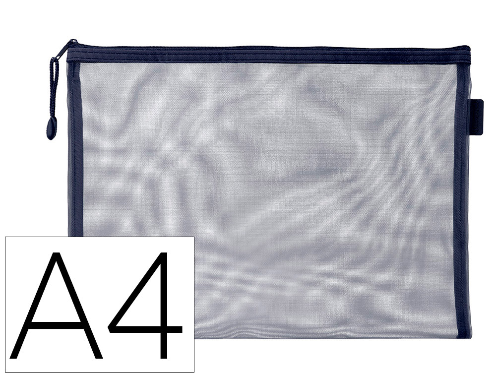 BOLSA ZIPPER BAG LIDERPAPEL POLIESTER TRANSPIRABLE MULTIUSOS DIN A4 AZUL MARINO