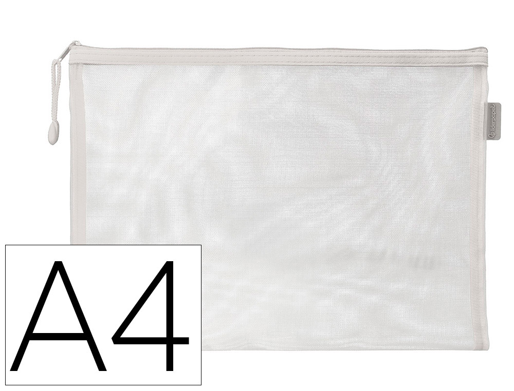 BOLSA ZIPPER BAG LIDERPAPEL POLIESTER TRANSPIRABLE MULTIUSOS DIN A4 BLANCO