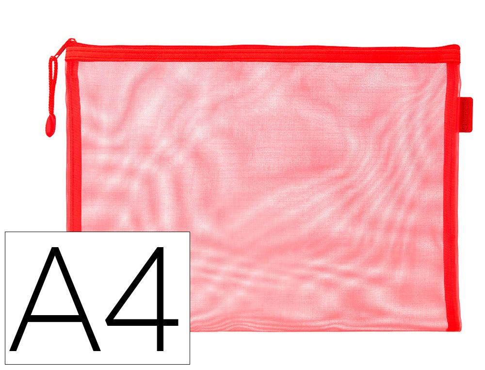 BOLSA ZIPPER BAG LIDERPAPEL POLIESTER TRANSPIRABLE MULTIUSOS DIN A4 ROJO