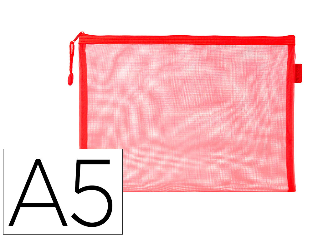 BOLSA ZIPPER BAG LIDERPAPEL POLIESTER TRANSPIRABLE MULTIUSOS DIN A5 ROJO