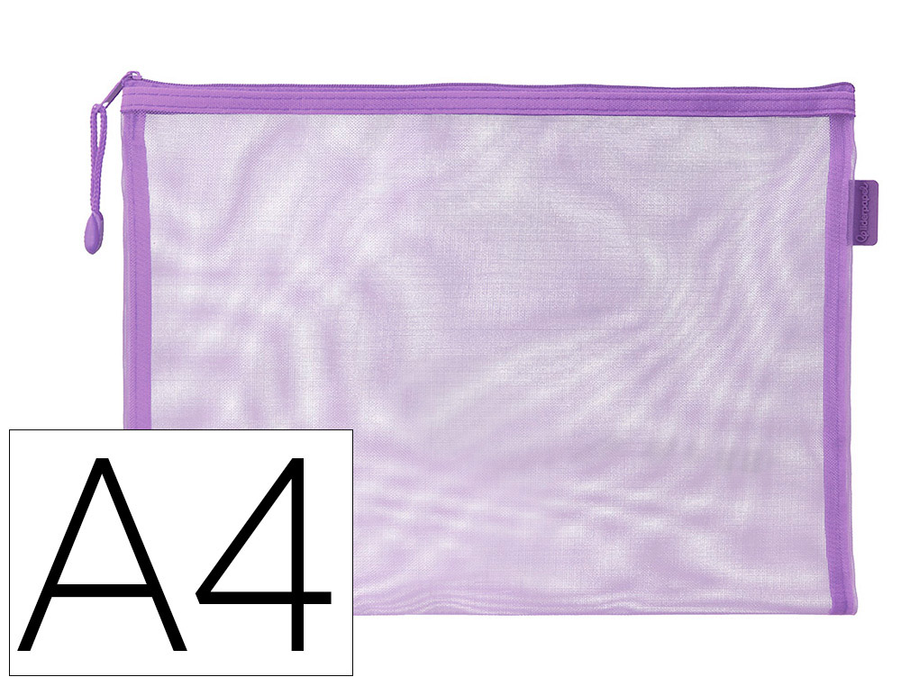 BOLSA ZIPPER BAG LIDERPAPEL POLIESTER TRANSPIRABLE MULTIUSOS DIN A4 MORADO PASTEL