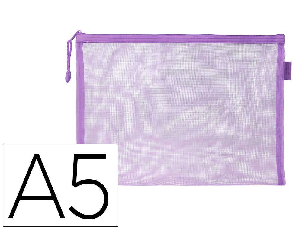 BOLSA ZIPPER BAG LIDERPAPEL POLIESTER TRANSPIRABLE MULTIUSOS DIN A5 MORADO PASTEL