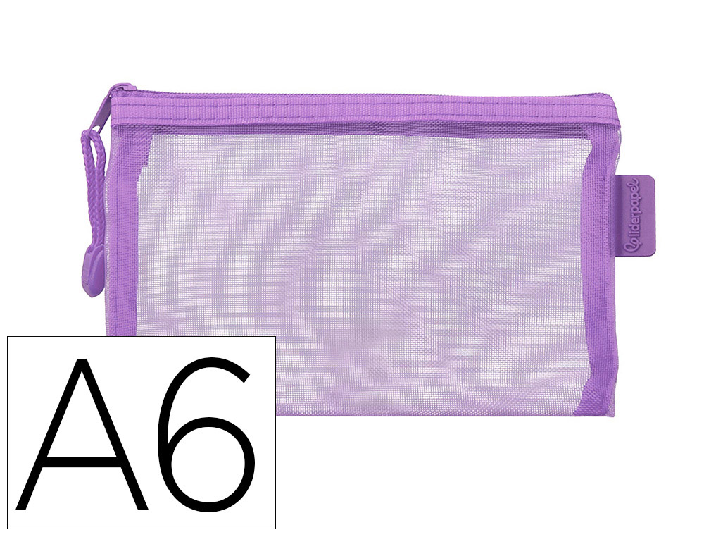 BOLSA ZIPPER BAG LIDERPAPEL POLIESTER TRANSPIRABLE MULTIUSOS DIN A6 MORADO PASTEL