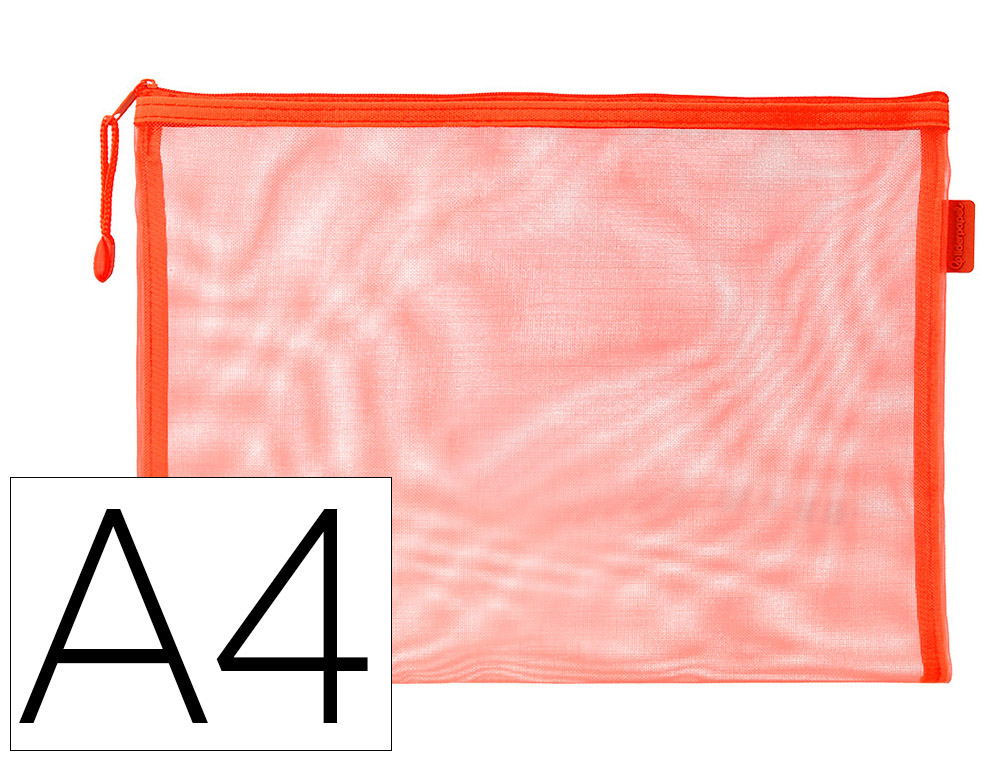 BOLSA ZIPPER BAG LIDERPAPEL POLIESTER TRANSPIRABLE MULTIUSOS DIN A4 NARANJA