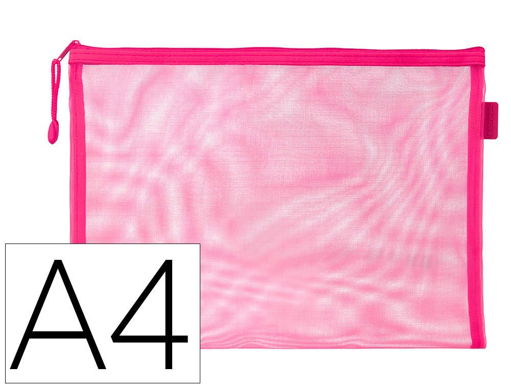 BOLSA ZIPPER BAG LIDERPAPEL POLIESTER TRANSPIRABLE MULTIUSOS DIN A4 ROSA