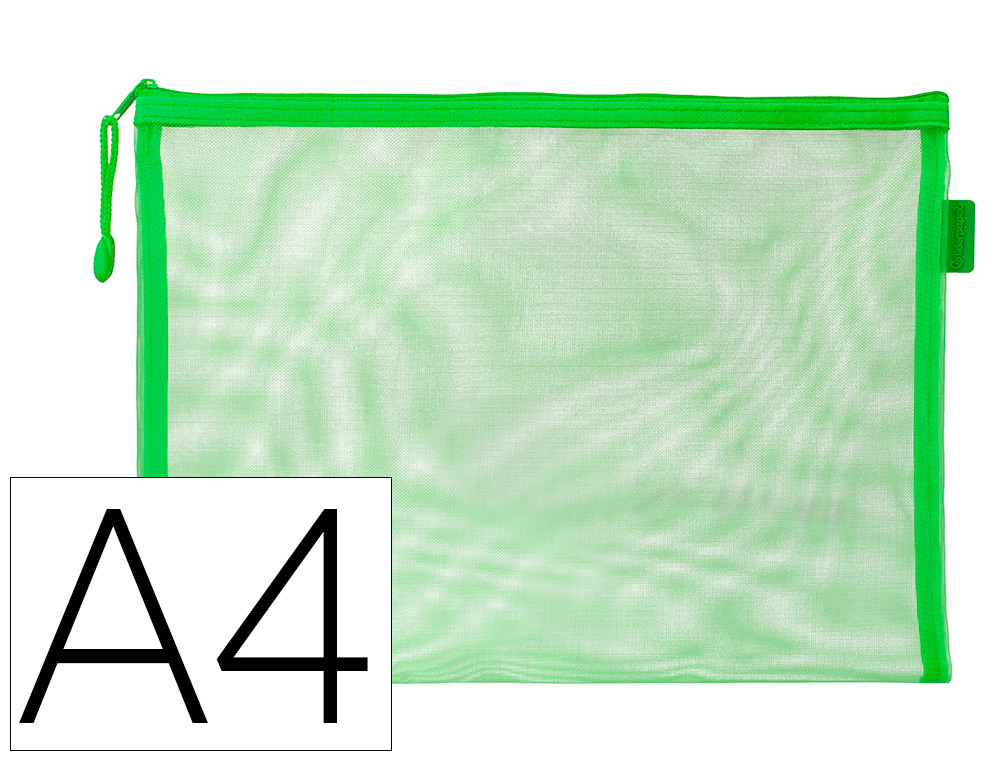 BOLSA ZIPPER BAG LIDERPAPEL POLIESTER TRANSPIRABLE MULTIUSOS DIN A4 VERDE PASTEL