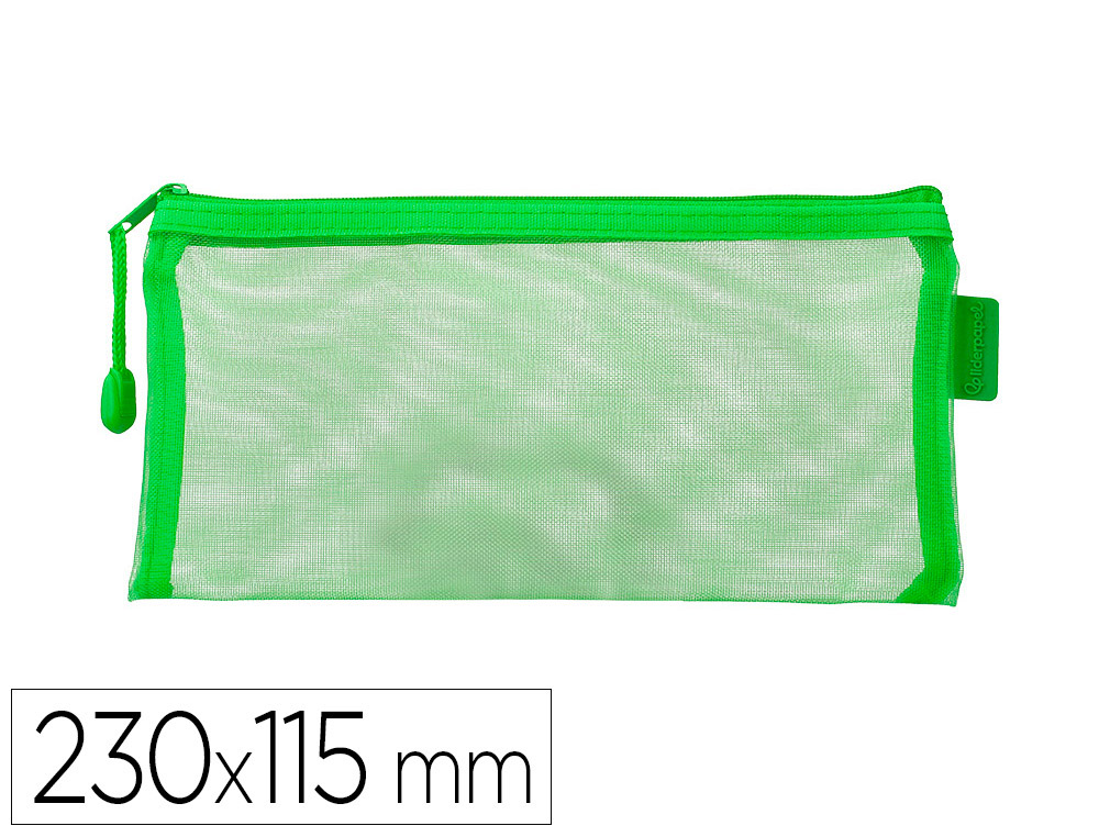 BOLSA ZIPPER BAG LIDERPAPEL POLIESTER TRANSPIRABLE MULTIUSOS TICKET 230X115 MM VERDE PASTEL