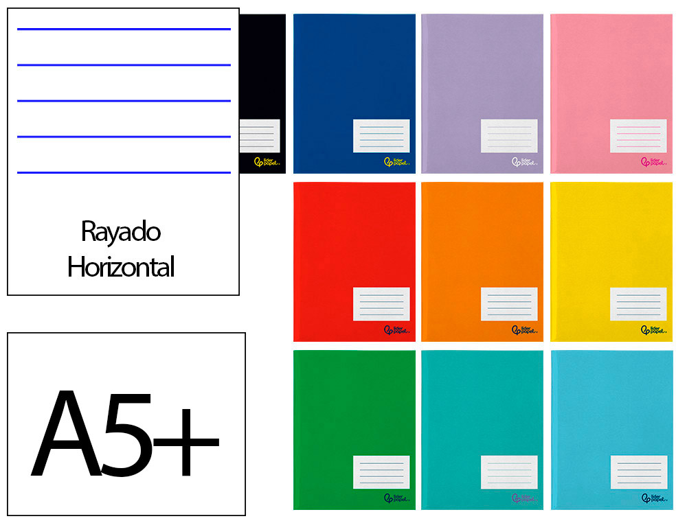 LIBRETA LIDERPAPEL SMART A5 PLUS 48 HOJAS 75G/M2 HORIZONTAL DOBLE MARGEN COLORESURTIDOS