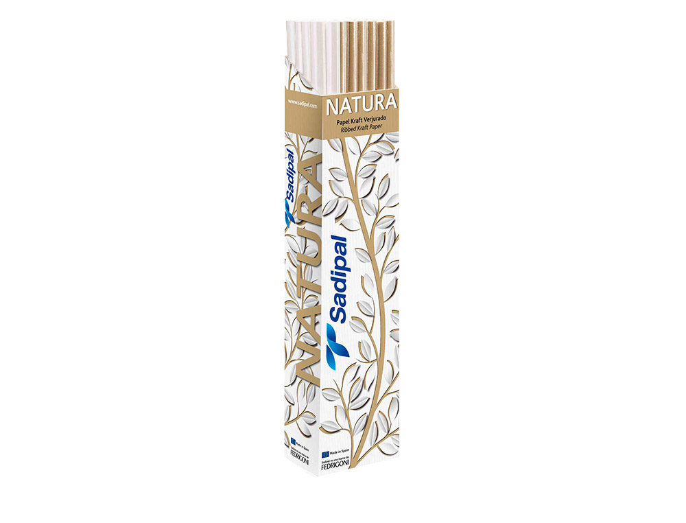 PAPEL KRAFT SADIPAL NATURA 1X3 MT GRAMAJE 70 GR EXPOSITOR DE 18 ROLLOS COLOR MARRON + 6 ROLLOS COLOR
