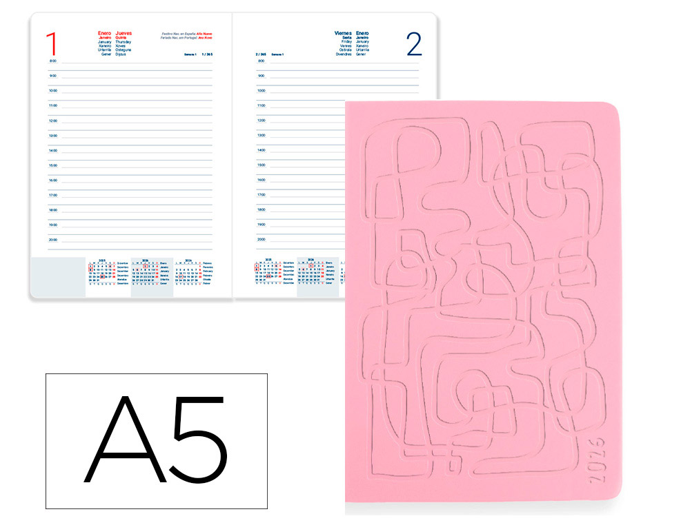 AGENDA ENCUADERNADA LIDERPAPEL ICARIA A5 2026 DIA PAGINA DESIGN 4 PAPEL 70 GR