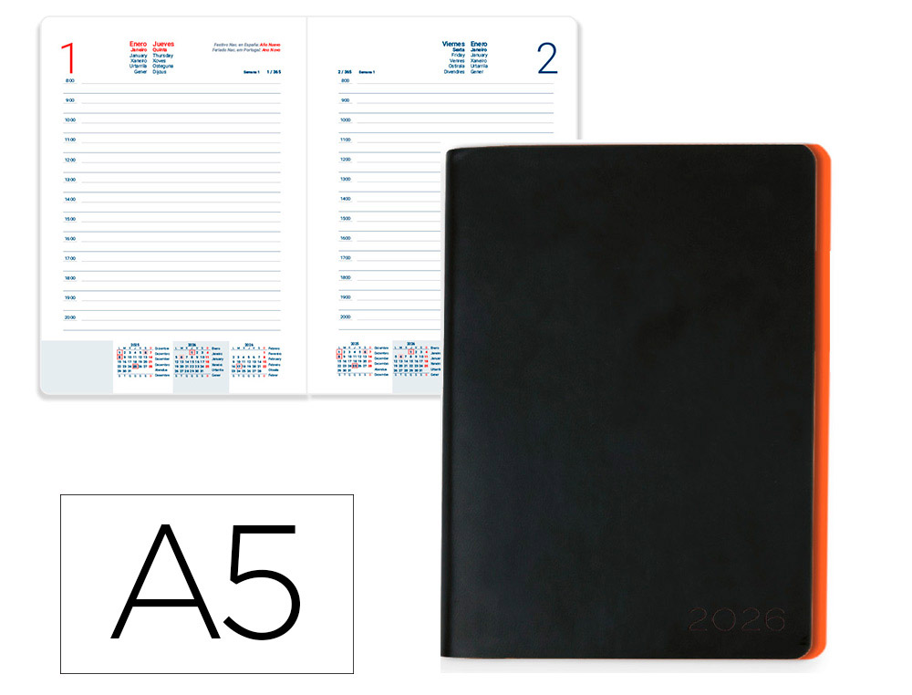 AGENDA ENCUADERNADA LIDERPAPEL SIFNOS A5 2026 DESIGN 3 PAPEL 70 GR