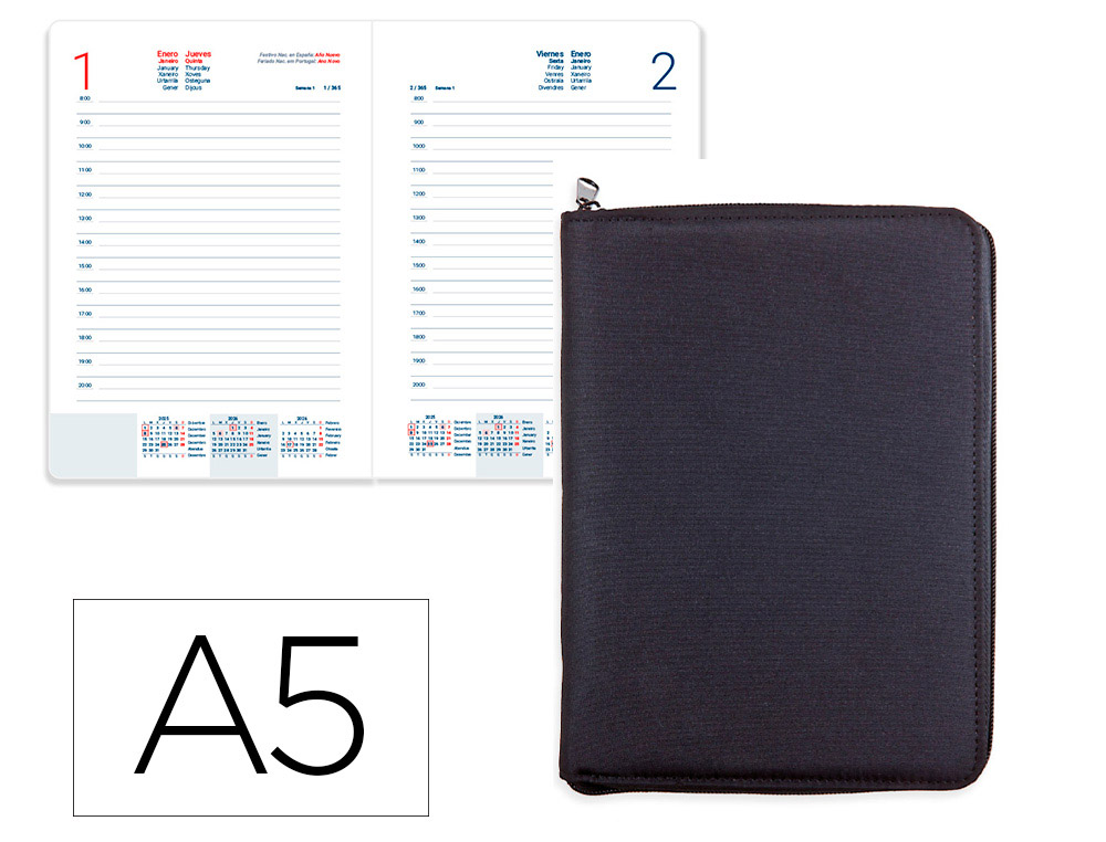 AGENDA ENCUADERNADA LIDERPAPEL TARENTO 150X210 MM 2026 DIA PAGINA DESIGN 1 PAPEL 70 GR