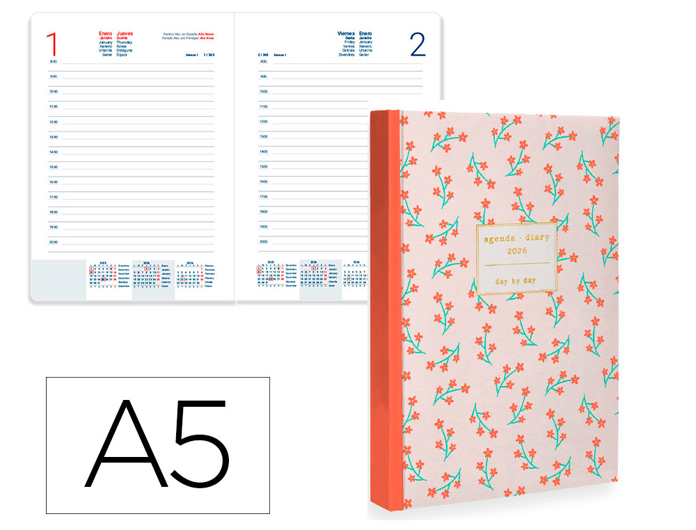 AGENDA ENCUADERNADA LIDERPAPEL NOMI A5 2026 DIA PAGINA DESIGN 2 PAPEL 70 GR