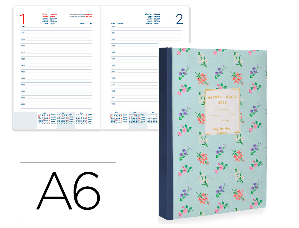 AGENDA ENCUADERNADA LIDERPAPEL NOMI A6 2026 DIA PAGINA DESIGN 1 PAPEL 70 GR