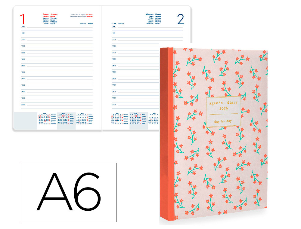 AGENDA ENCUADERNADA LIDERPAPEL NOMI A6 2026 DIA PAGINA DESIGN 2 PAPEL 70 GR