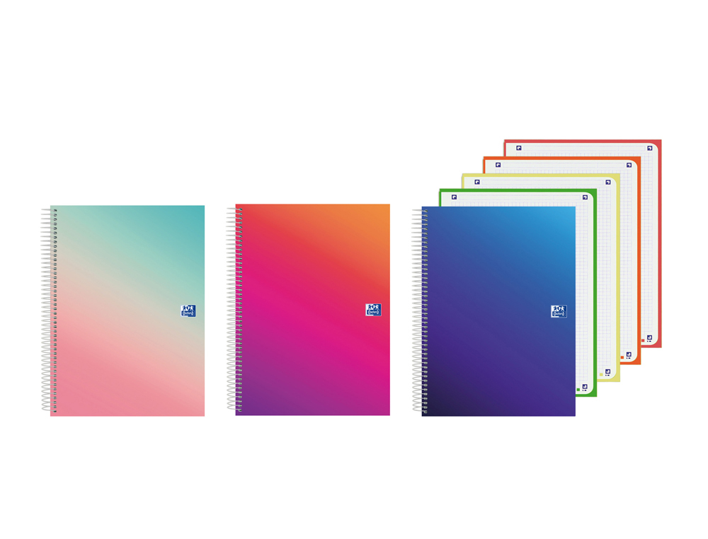 CUADERNO ESPIRAL OXFORD EUROPEANBOOK 4 TAPA EXTRADURA DIN A5+ 120 HOJAS CUADRO 5 MM KANGOO GRADIENT