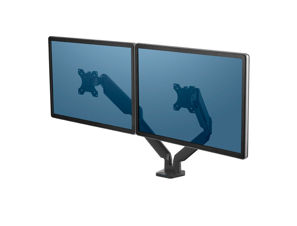BRAZO PARA MONITOR FELLOWES PLATINUM AJUSTABLE EN ALTURA PARA DOS PANTALLAS NORMATIVA VESA HASTA 10 KG NEGRO