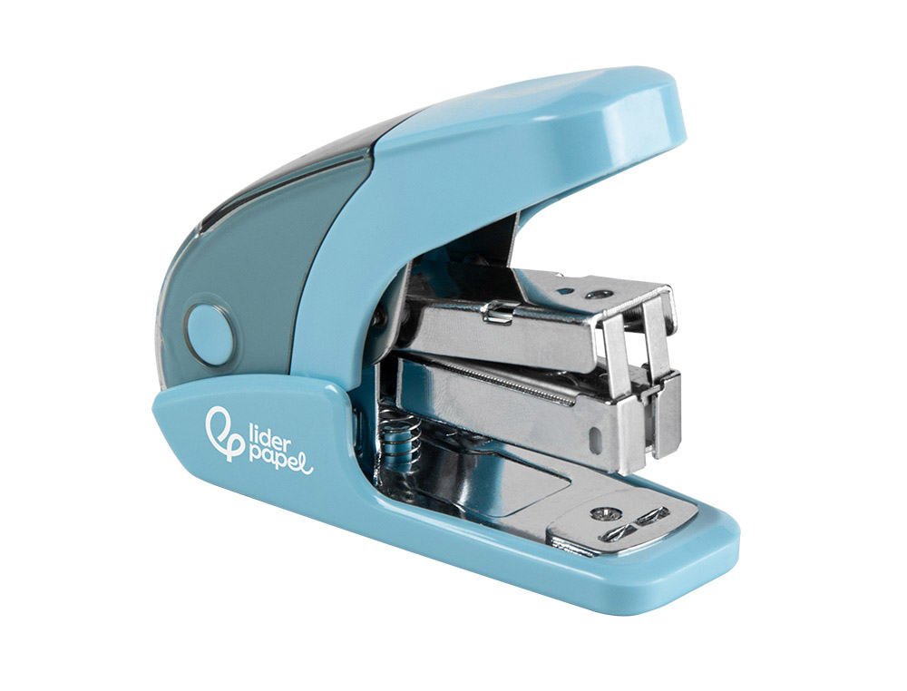 GRAPADORA LIDERPAPEL MICRO CON REGALO DE CAJA DE 1000 GRAPAS 24/6 26/6 CAPACIDAD 20 HOJAS CELESTE