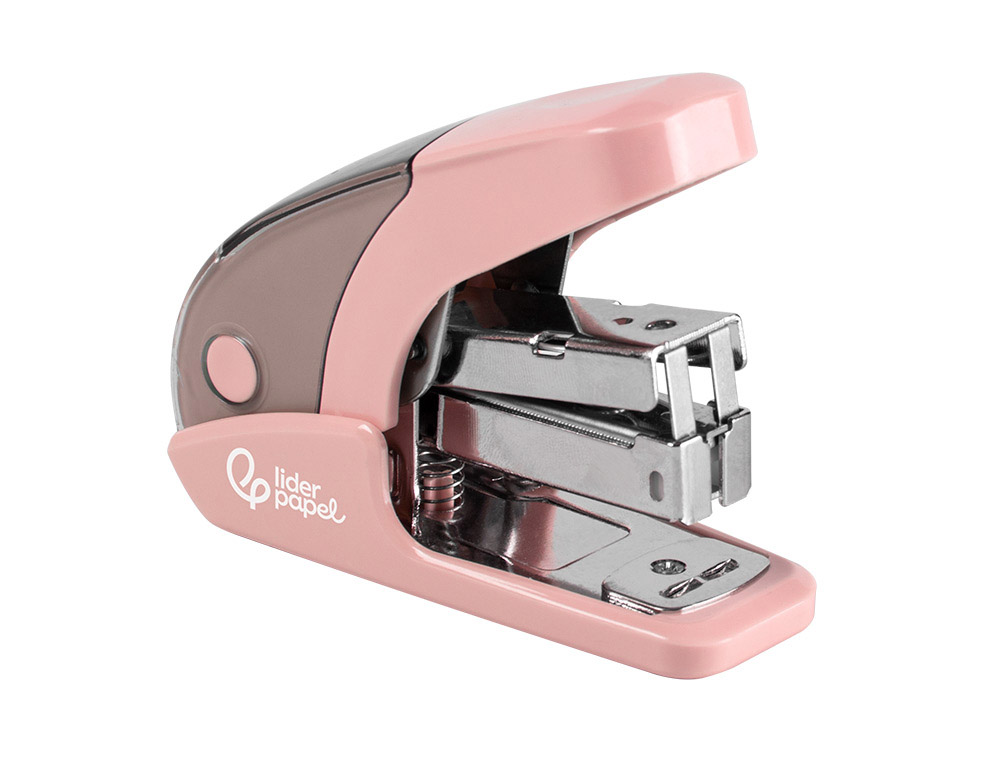 GRAPADORA LIDERPAPEL MICRO CON REGALO DE CAJA DE 1000 GRAPAS 24/6 26/6 CAPACIDAD 20 HOJAS ROSA