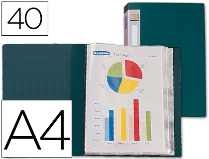 CARPETA LIDERPAPEL PERSONALIZA 31723 40 FUNDAS POLIPROPILENO DIN A4 VERDE LOMO PERSONALIZABLE