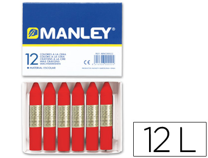 LAPICES CERA MANLEY UNICOLOR ROJO ESCARLATA N.9 CAJA DE 12 UNIDADES