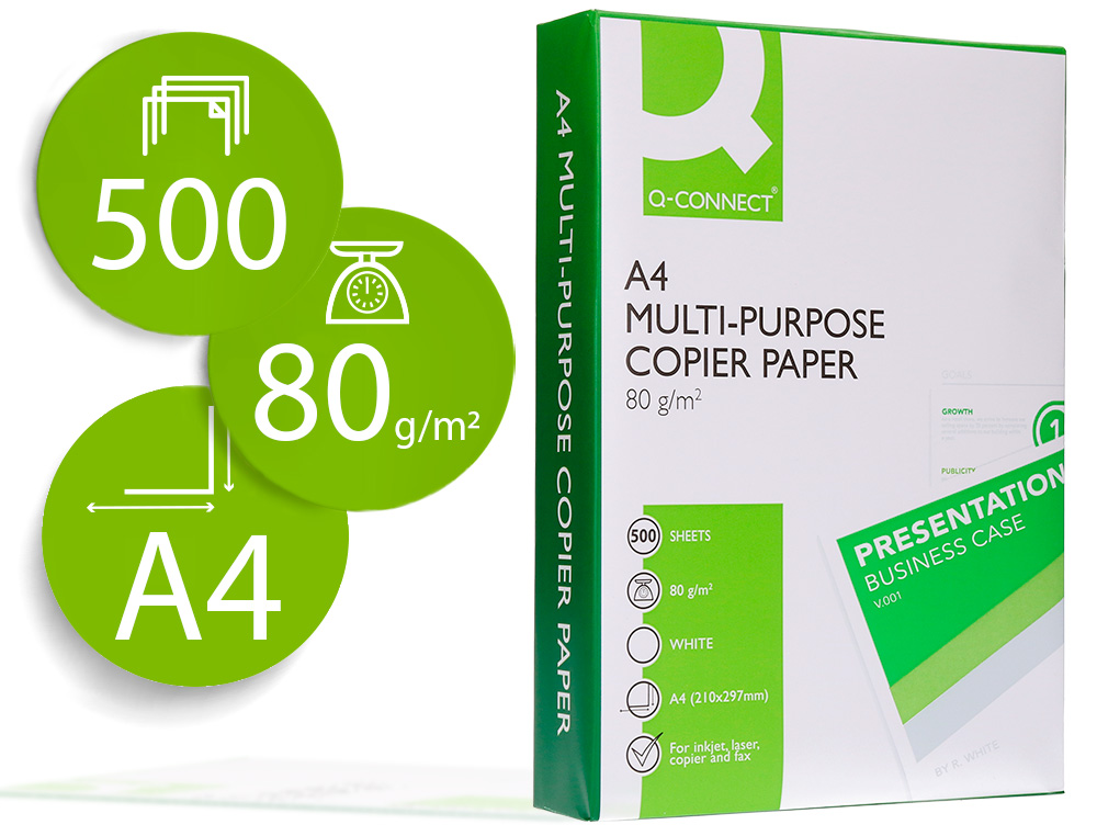 PAPEL FOTOCOPIADORA Q-CONNECT ECONOMY DIN A4 80 GRAMOS PAQUETE DE 500 HOJAS