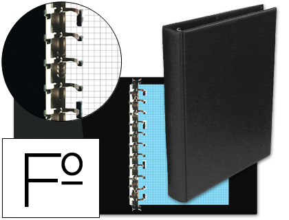 CARPETA MULTIFIN ALFA 3005-M 16 ANILLAS 24 MM PLASTICO FOLIO NEGRO 215X310 MM