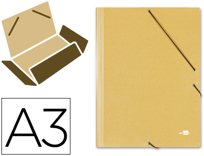 CARPETA LIDERPAPEL GOMAS A3 3 SOLAPAS CARTON PRESPAN AMARILLA