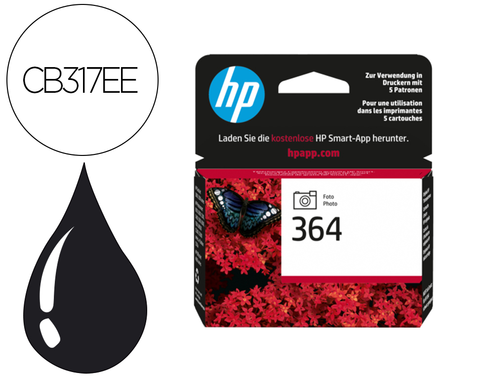 INK-JET HP 364 NEGRO ESPECIAL FOTO PHOTOSMART PREMIUM-C309A/SERIES C5300 / C6300 / B8500 / D5400 130PAG 10X15