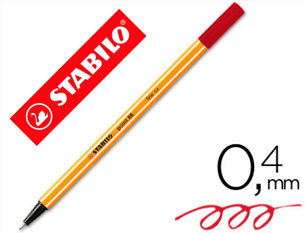 ROTULADOR STABILO PUNTA DE FIB RA POINT 88 CARMIN PUNTA FINA 0,4MM