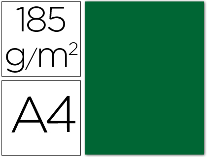 CARTULINA GUARRO DIN A4 VERDE ABETO 185 GR PAQUETE 50 HOJAS
