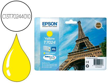 INK-JET EPSON STYLUS T7024 AMARILLO XL WP-4000 4500 CAPACIDAD 2400 PAG