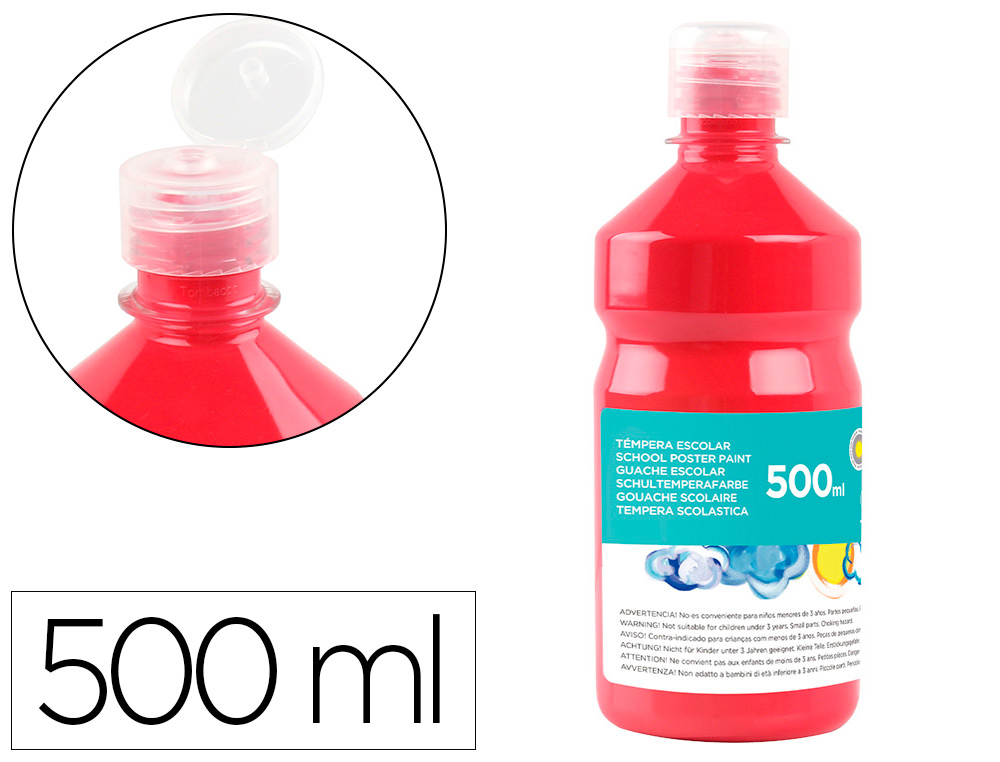 TEMPERA LIQUIDA LIDERPAPEL ESCOLAR 500 ML ROJO ESCARLATA