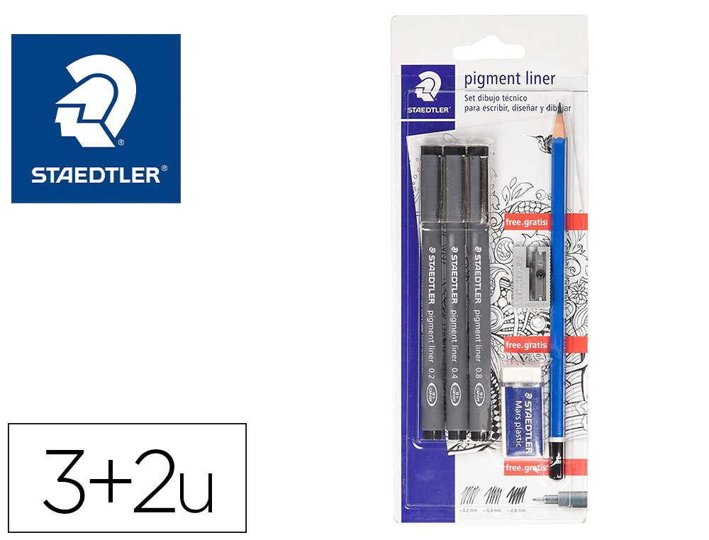 Staedtler Pigment Liner 308 Pack de 12 Rotuladores Calibrados - Tamaños de  Puntas Surtidos - Color Negro