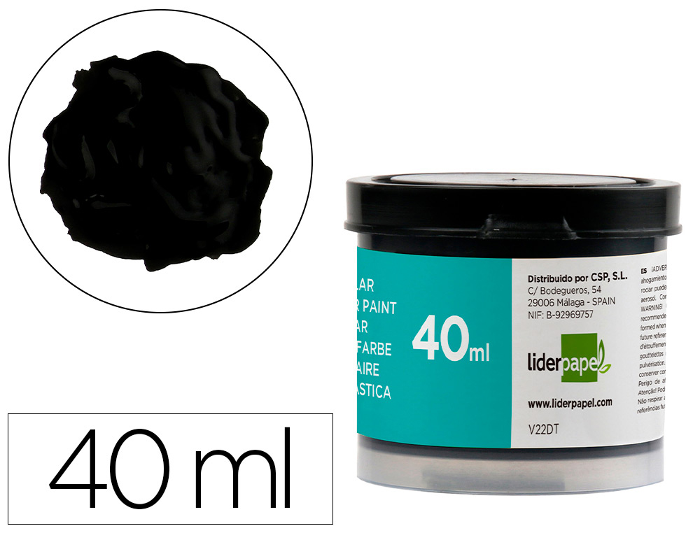 TEMPERA LIDERPAPEL ESCOLAR 40 ML NEGRO