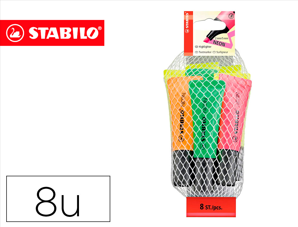 ROTULADOR STABILO NEON 72 BLISTER DE 8 UNIDADES COLORES SURTIDOS