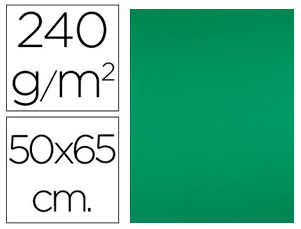 CARTULINA LIDERPAPEL 50X65 CM 240G/M2 VERDE NAVIDAD PAQUETE DE 25 HOJAS