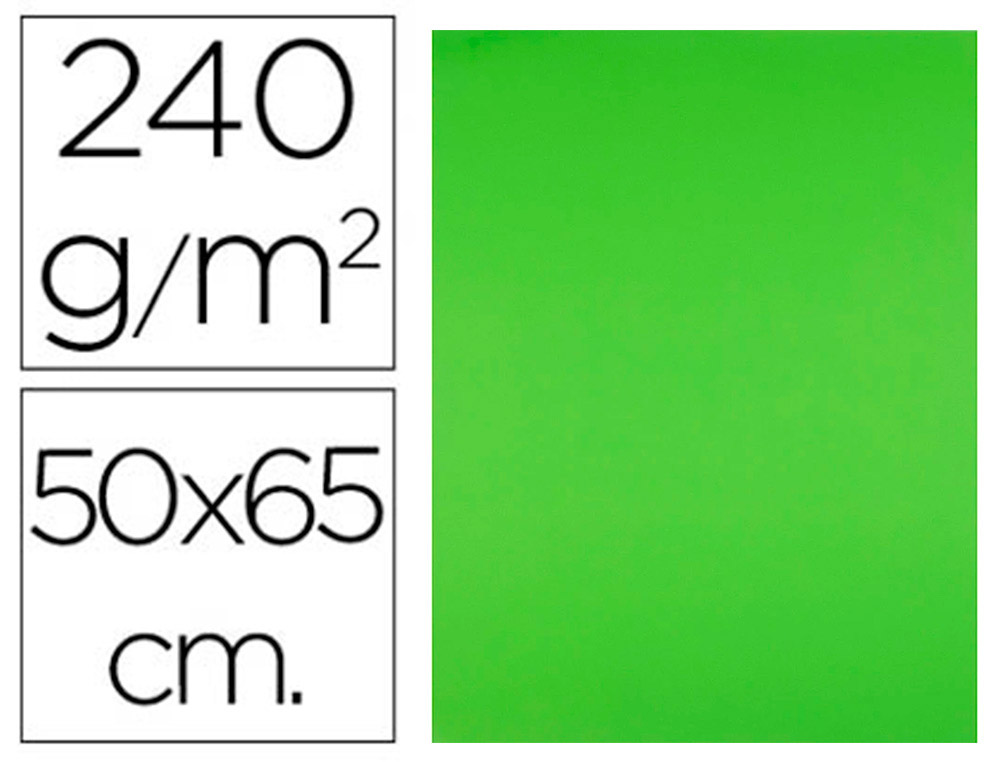 CARTULINA LIDERPAPEL 50X65 CM 240G/M2 VERDE HIERBA PAQUETE DE 25 HOJAS