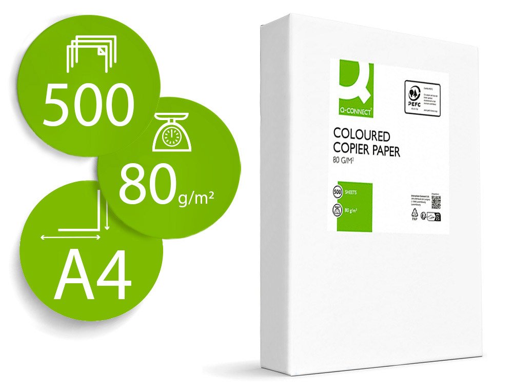PAPEL COLOR Q-CONNECT DIN A4 80GR NARANJA INTENSO PAQUETE DE 500 HOJAS
