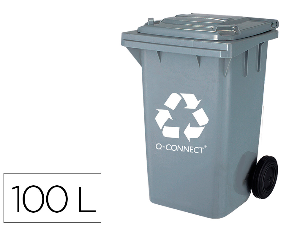 OFICALL  PAPELERA CONTENEDOR Q-CONNECT PLASTICO AMARILLO PARA PLASTICOS Y  ENVASES METALICOS 100L CON TAPA Y RUEDAS 750X470X370 MM