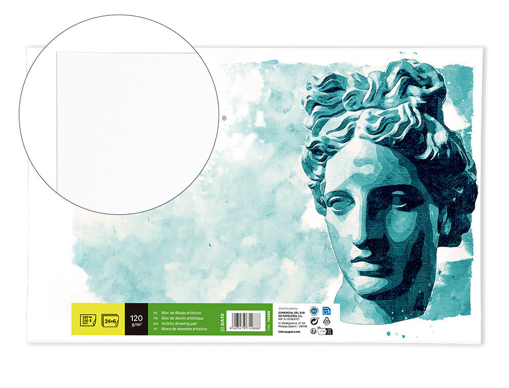 BLOC DIBUJO LIDERPAPEL ARTISTICO ESPIRAL 460X325MM 20 HOJAS 180 G/M2 SIN  RECUADROPERFORADO