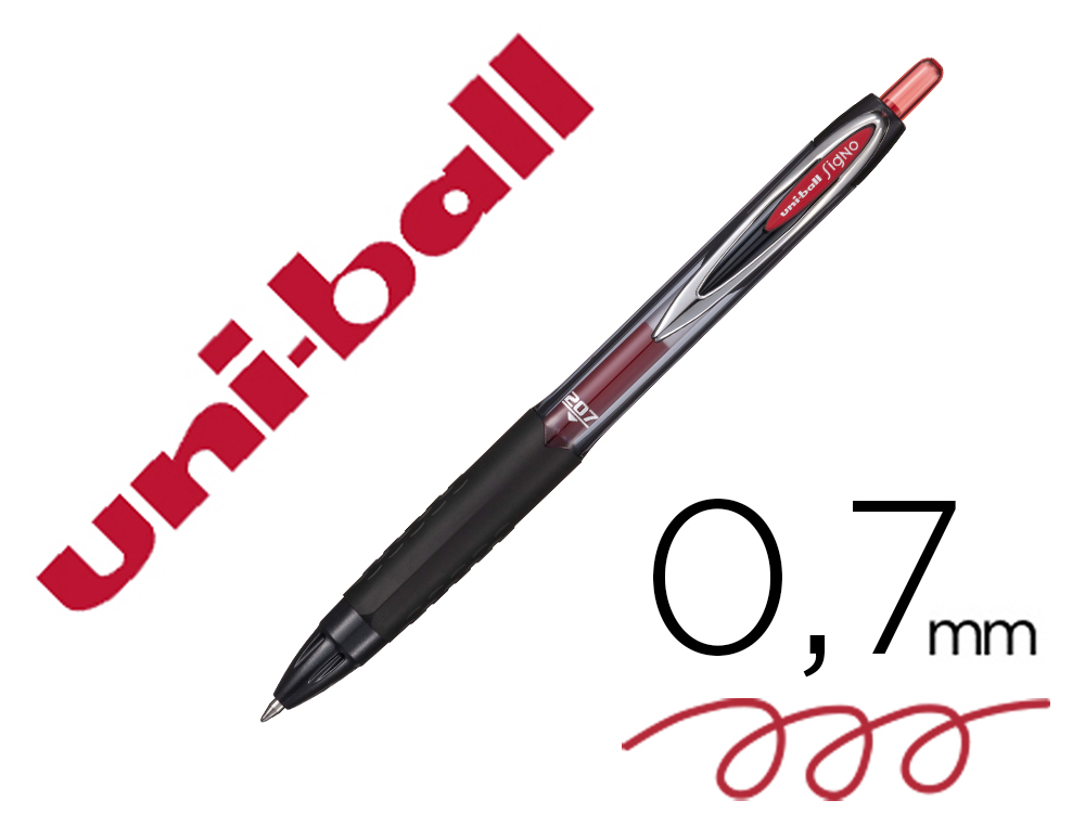 BOLIGRAFO UNI-BALL ROLLER UMN-207 RETRACTIL 0,7 MM COLOR ROJO