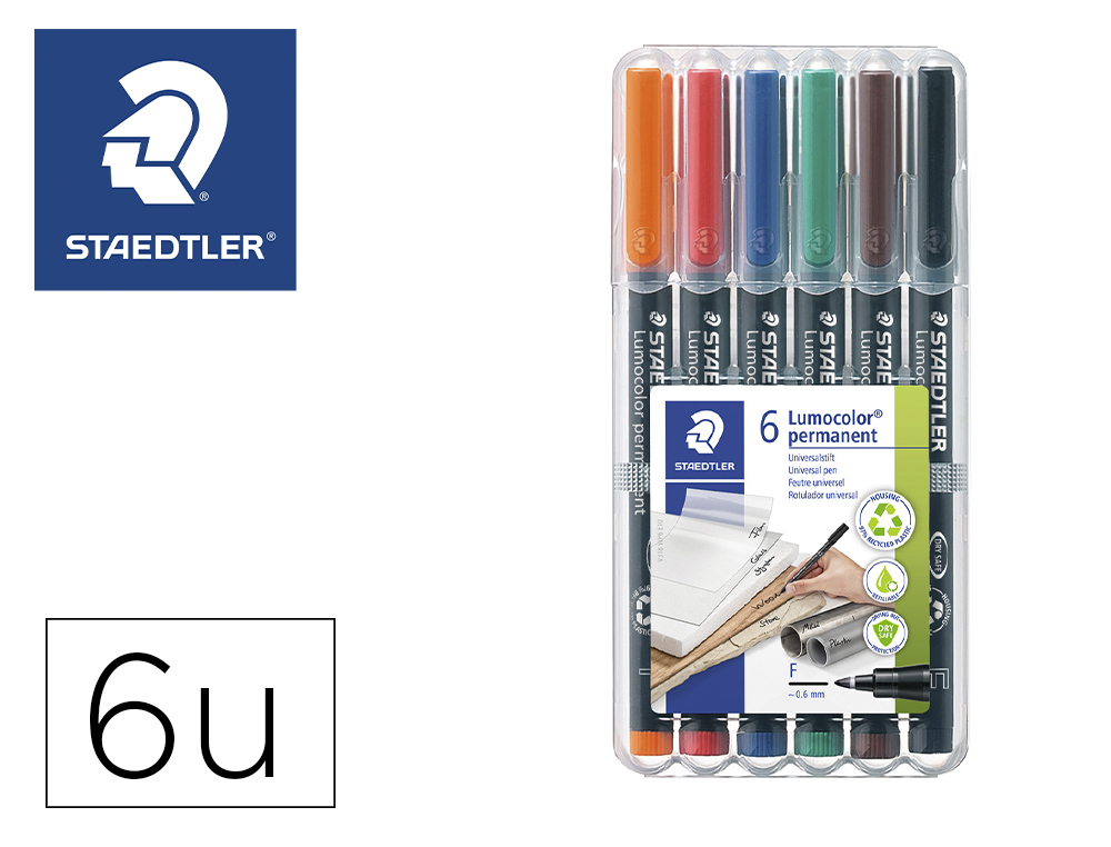 STAEDTLER LUMOCOLOR rotulador permanente (F) punta fina 0.6 mm rojo REF.  318-2