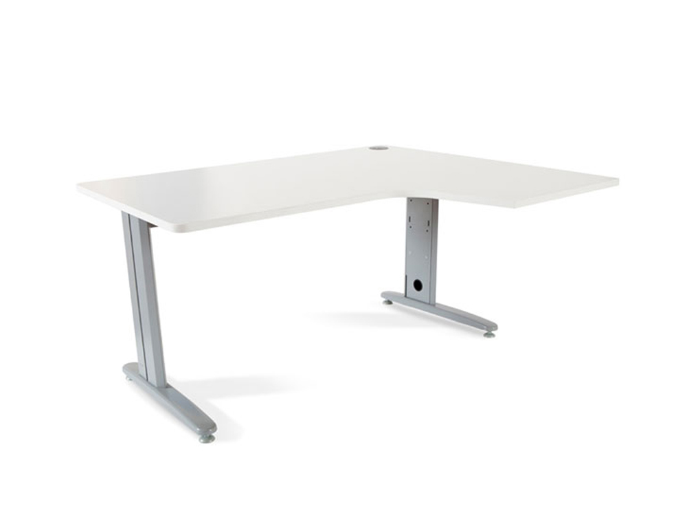 MESA ROCADA SERIE METAL 160X120 CM DERECHA ACABADO AC04 BLANCO